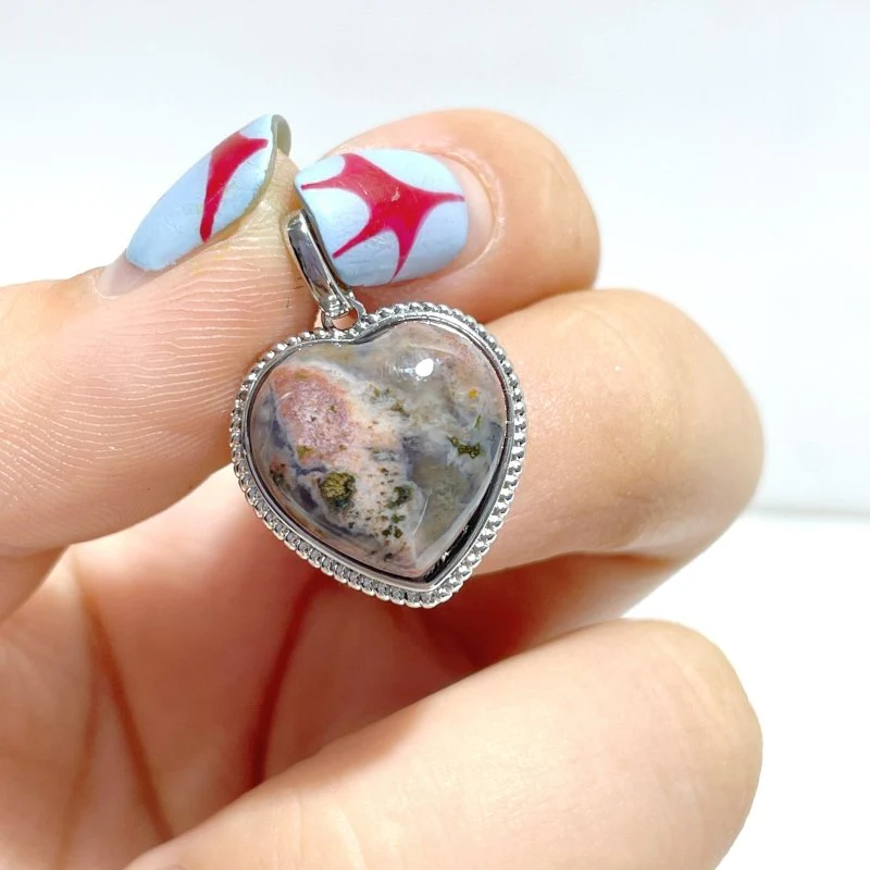 Beautiful Ocean Jasper Pendants Heart Shape Wholesale - Image 2