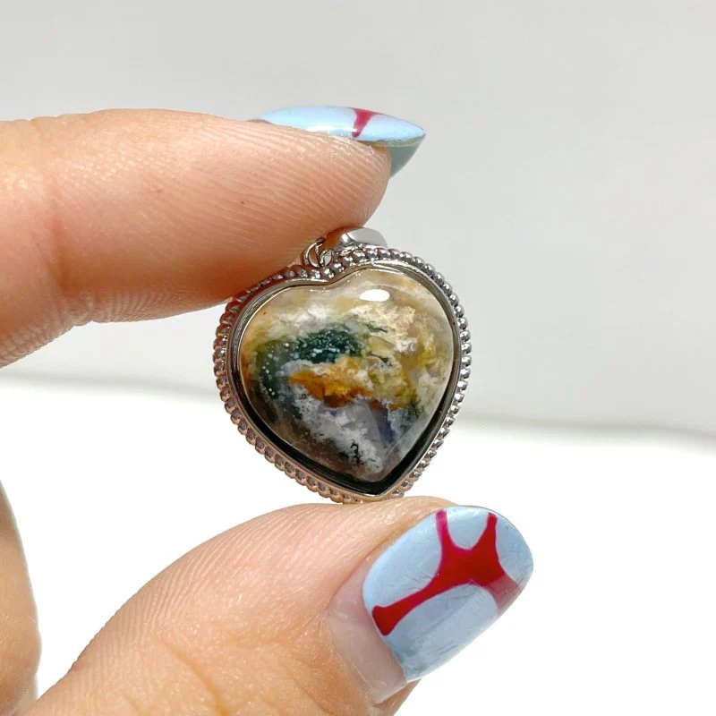 Beautiful Ocean Jasper Pendants Heart Shape Wholesale - Image 3