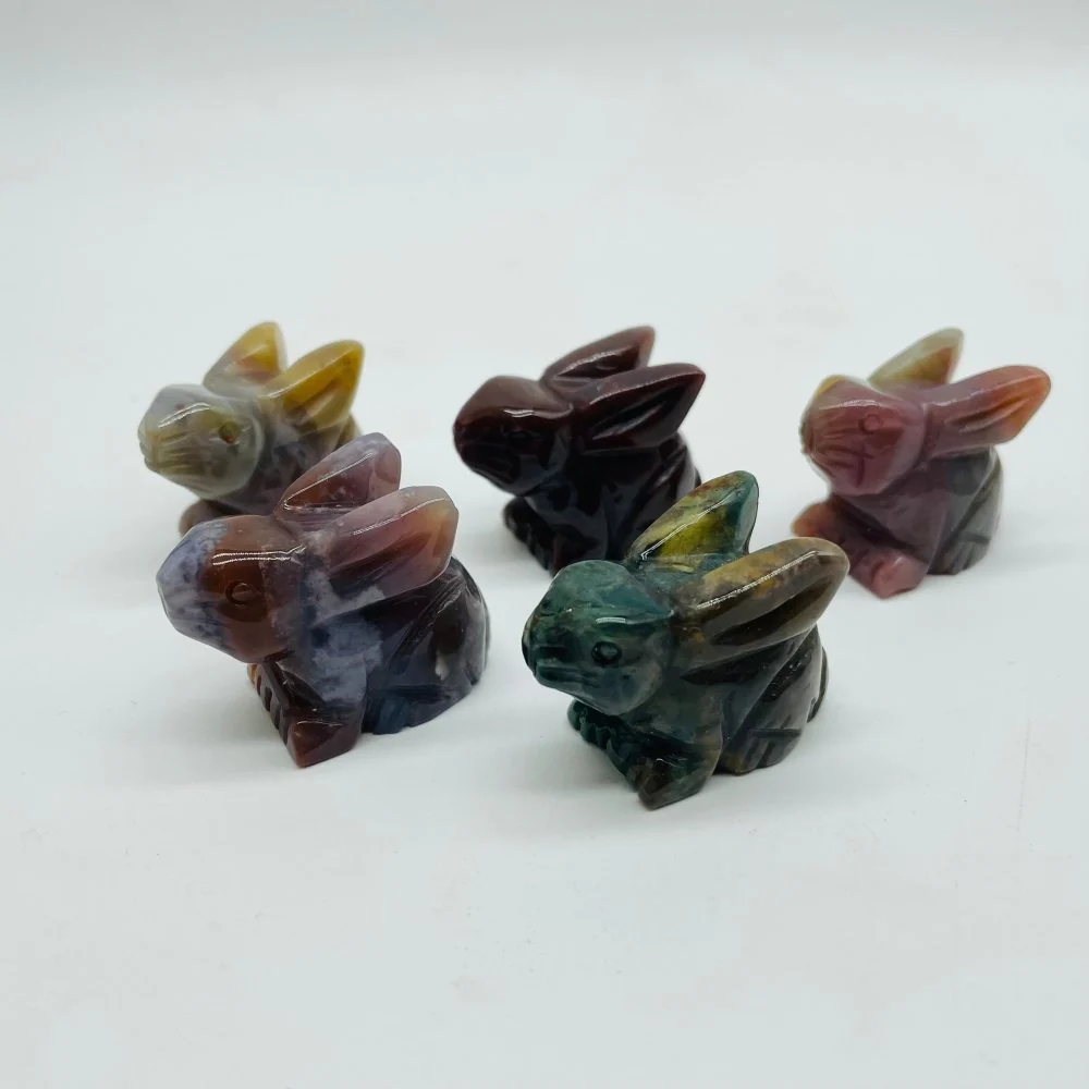 Beautiful Ocean Jasper Rabbit Carving Wholesale - Image 2