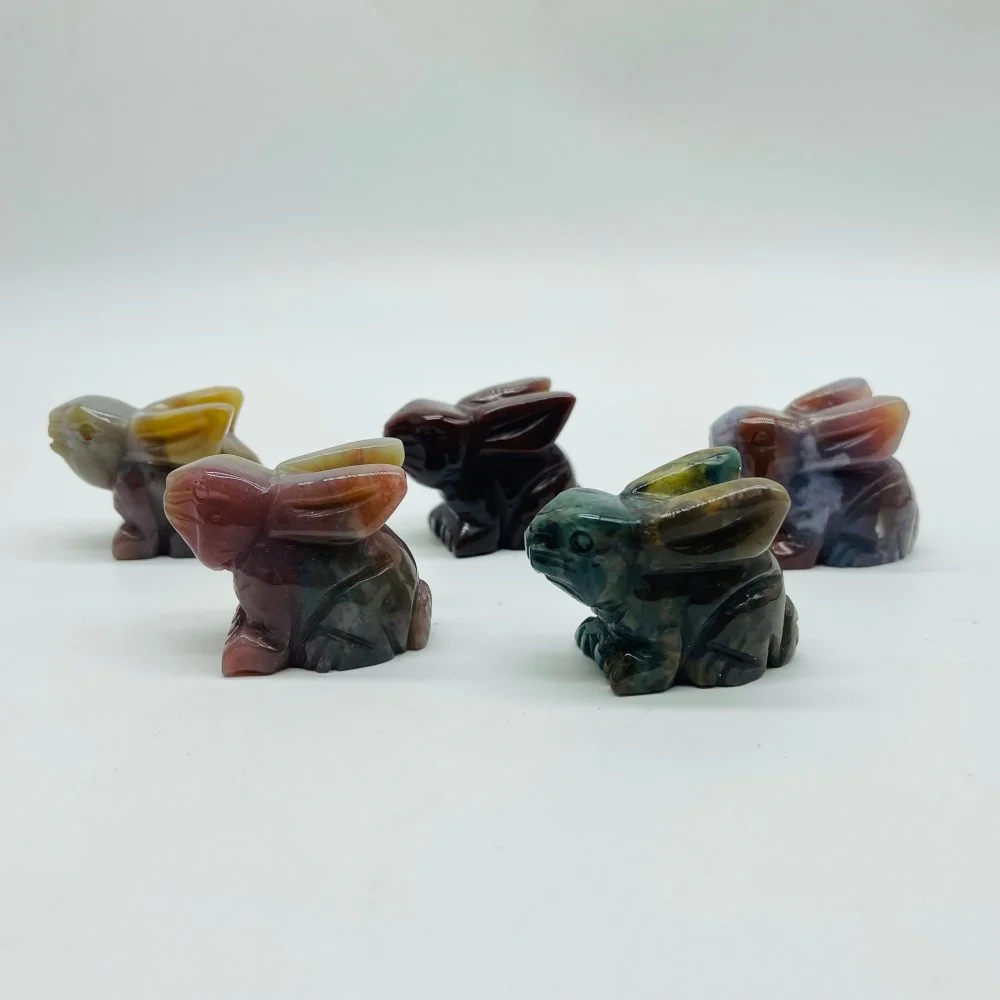 Beautiful Ocean Jasper Rabbit Carving Wholesale - Image 4