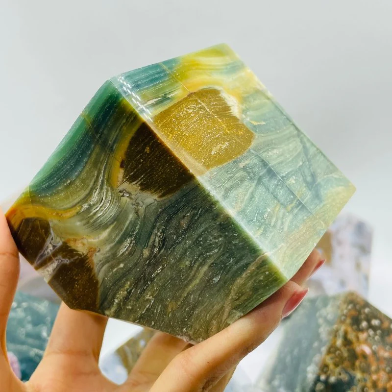 9 Pieces Large Beautiful Ocean Jasper Stand Cube - Image 2