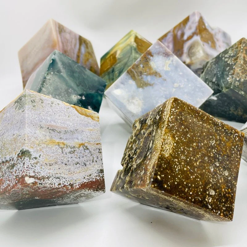 9 Pieces Large Beautiful Ocean Jasper Stand Cube - Image 5