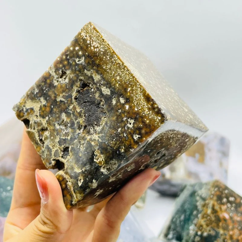 9 Pieces Large Beautiful Ocean Jasper Stand Cube - Image 7