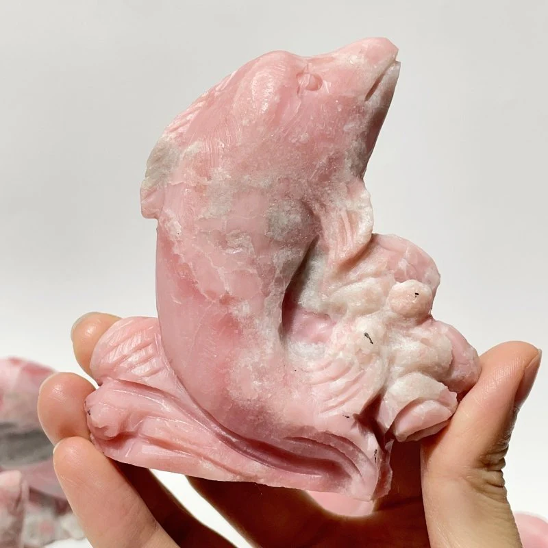 5 Pieces Pink Opal Dolphin Carving - Image 4