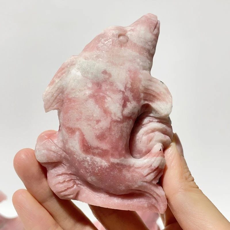 5 Pieces Pink Opal Dolphin Carving - Image 5