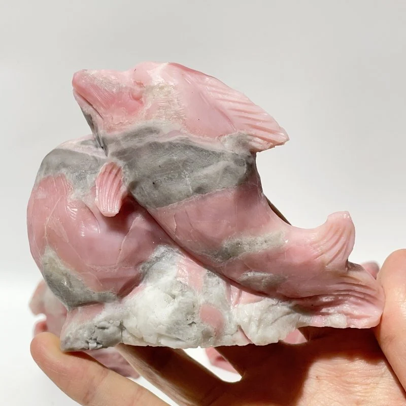 5 Pieces Pink Opal Dolphin Carving - Image 6