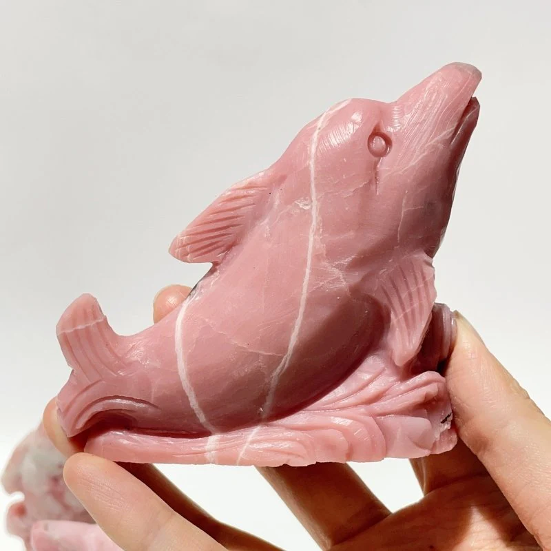 5 Pieces Pink Opal Dolphin Carving - Image 7