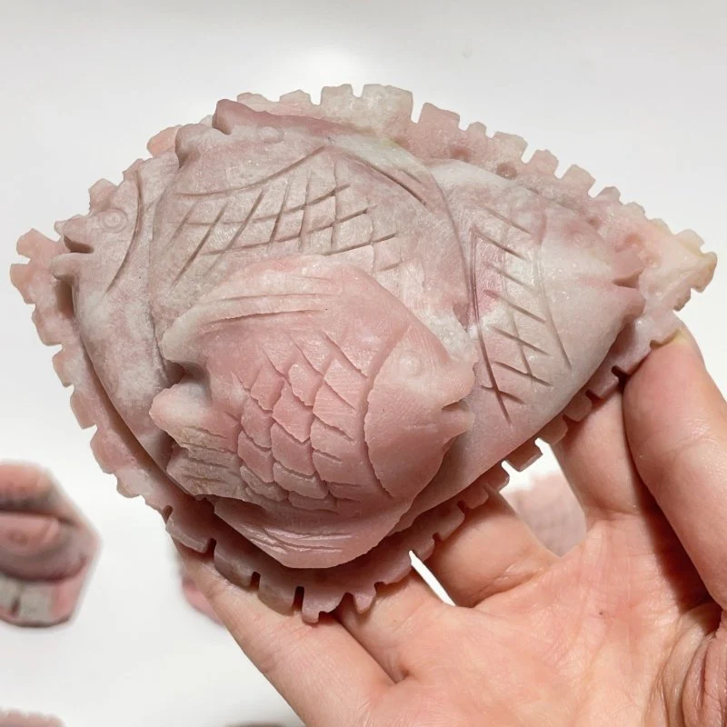 9 Pieces Beautiful Pink Opal Fish Carving - Image 4