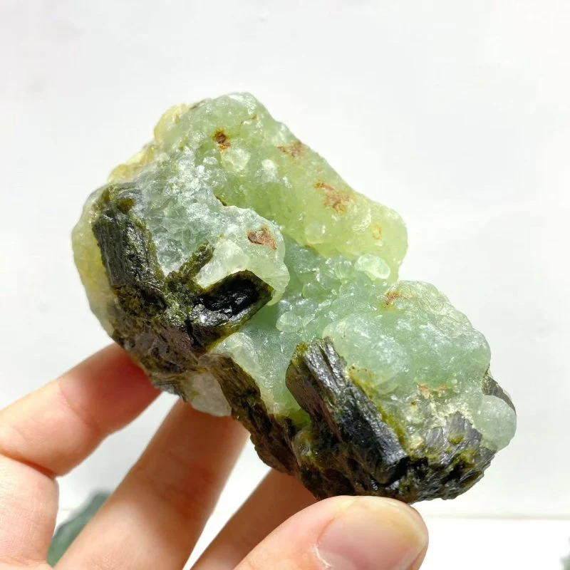 17 Pieces Beautiful Prehnite Mixed Green Tourmaline Raw Stone Specimen - Image 2