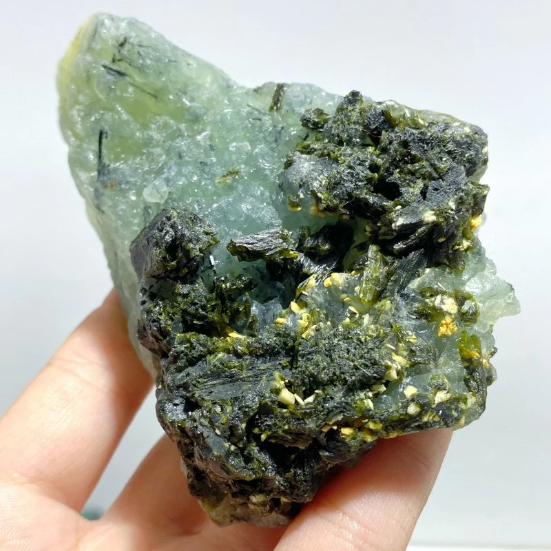 17 Pieces Beautiful Prehnite Mixed Green Tourmaline Raw Stone Specimen - Image 7