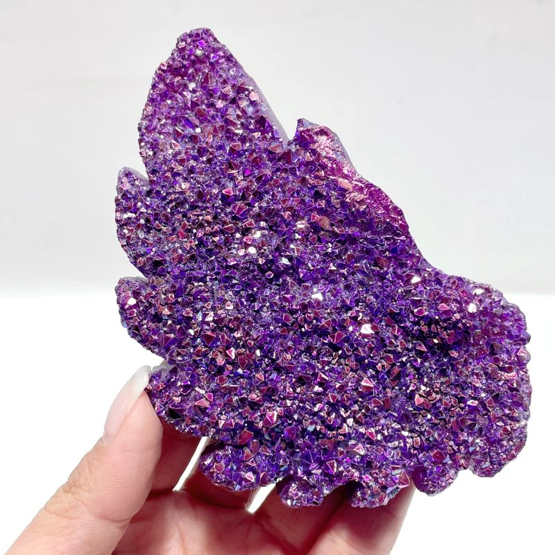 Beautiful Purple Aura Quartz Cluster Angel Wing With Stand - Image 3
