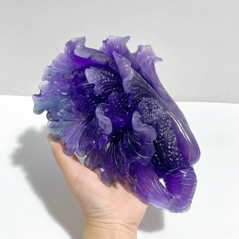 Beautiful Purple Fluorite Chinese Cabbage Carving - Image 4