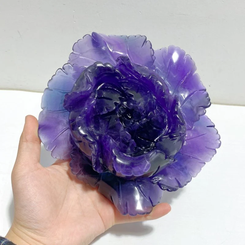 Beautiful Purple Fluorite Flower Carving - Image 2