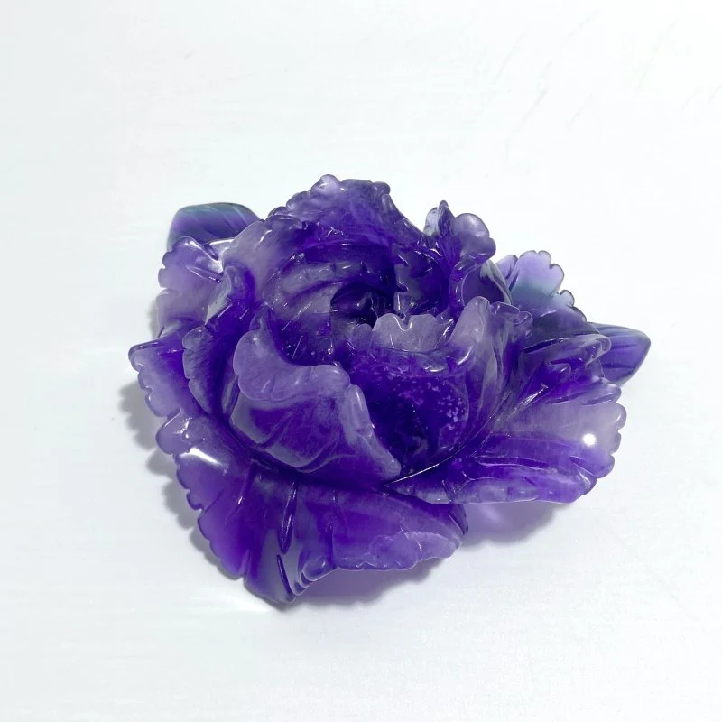 Beautiful Purple Fluorite Flower Carving #3 - Image 2