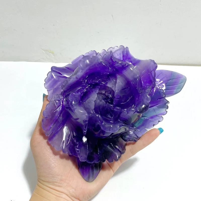 Beautiful Purple Fluorite Flower Carving #3 - Image 3