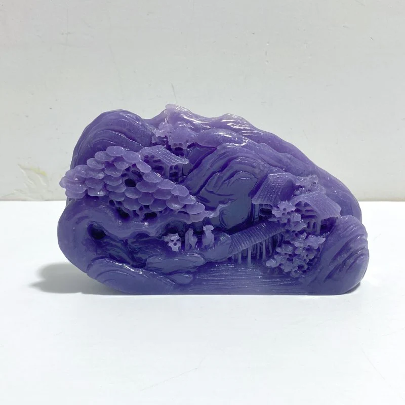 Beautiful Purple Jade Landscape Pavilion Carving #1