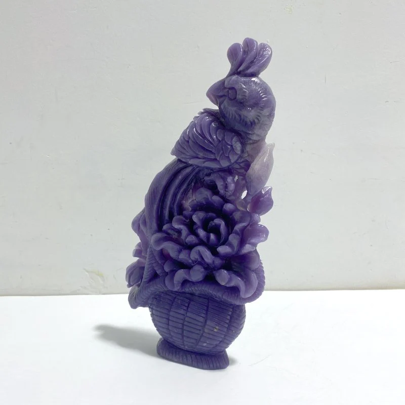 Beautiful Purple Jade Peacock Carving - Image 3