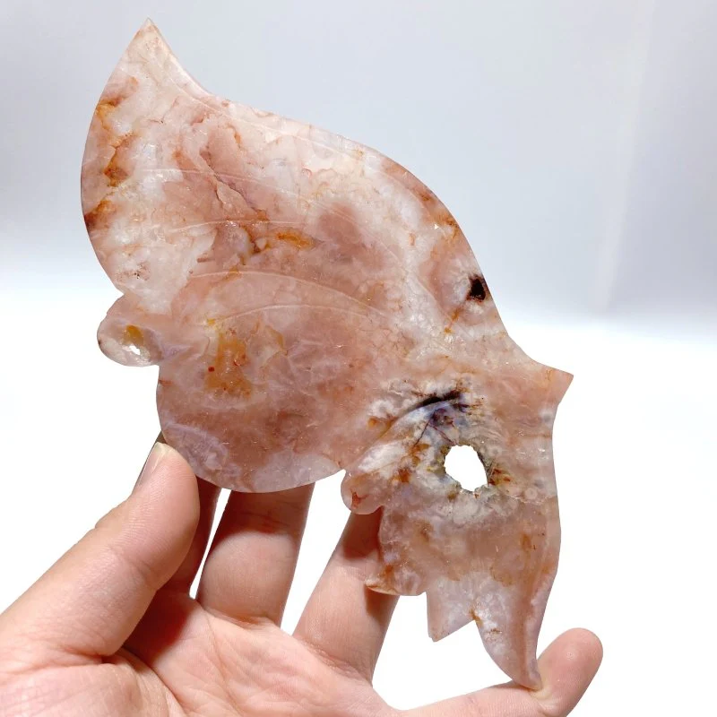 Beautiful Sakura Flower Agate Butterfly Wing Carving With Stand - Image 3