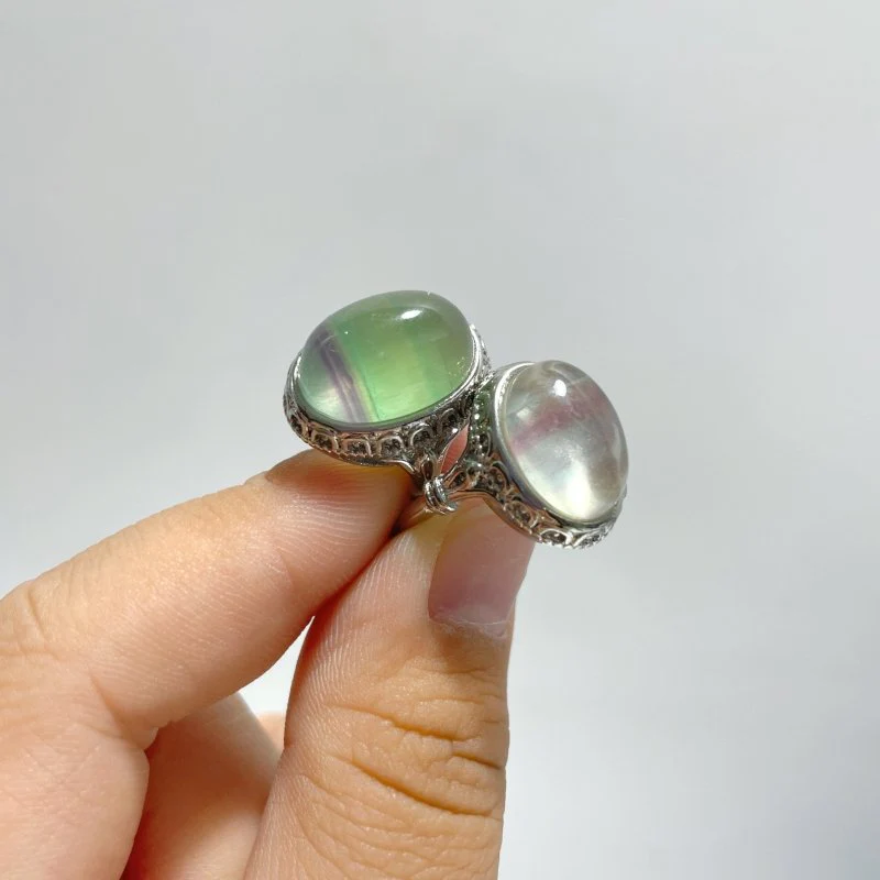 100 Pieces Beautiful Rainbow Fluorite Different Styles Ring Clearance - Image 3