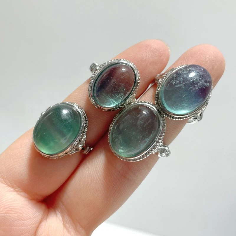 100 Pieces Beautiful Rainbow Fluorite Different Styles Ring Clearance - Image 7
