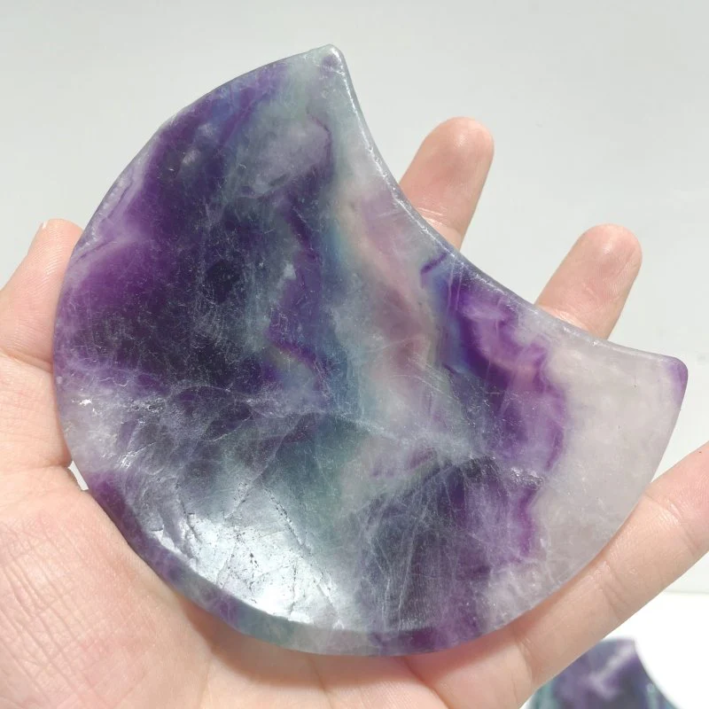 8 Pieces Beautiful Rainbow Fluorite Moon Bowl Carving - Image 5