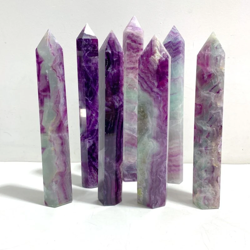7 Pieces Beautiful Large Rainbow Purple Fluorite Crystal Tower
