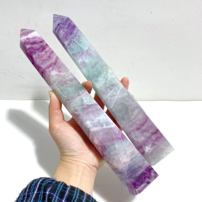 7 Pieces Beautiful Large Rainbow Purple Fluorite Crystal Tower - Image 3