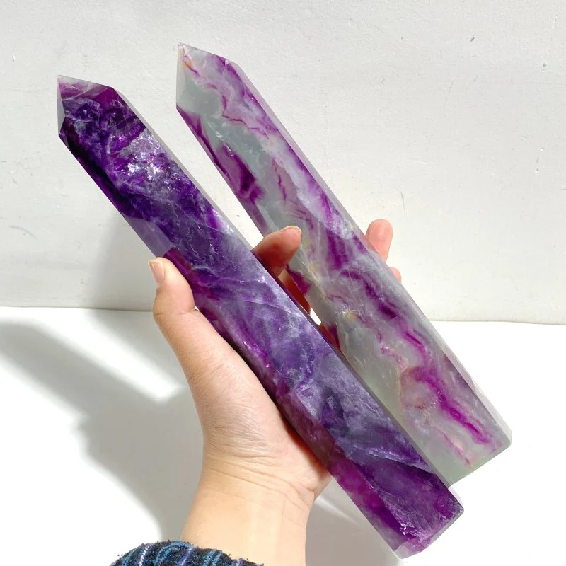 7 Pieces Beautiful Large Rainbow Purple Fluorite Crystal Tower - Image 7