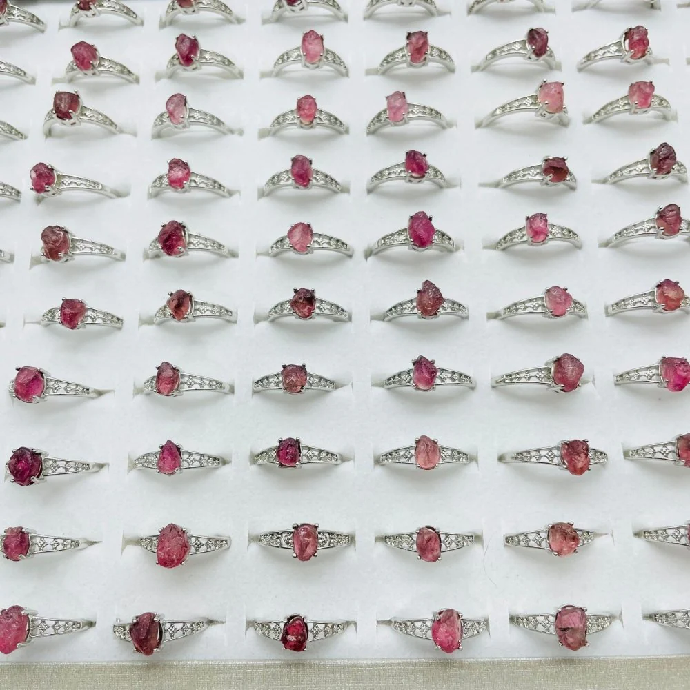 Beautiful Raw Red Tourmaline Gemstone Ring Wholesale - Image 4
