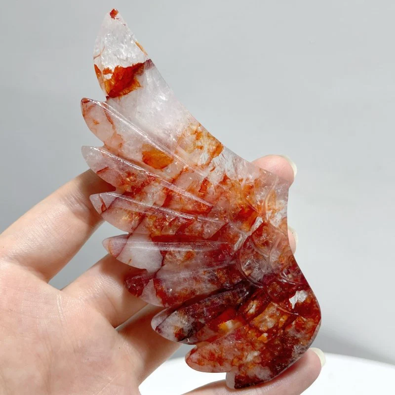 4 Pairs Fire Quartz Beautiful Pegasus Wing Carving With Stand - Image 6