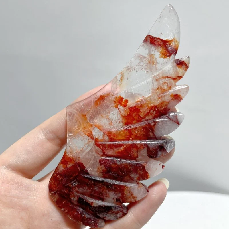 4 Pairs Fire Quartz Beautiful Pegasus Wing Carving With Stand - Image 7