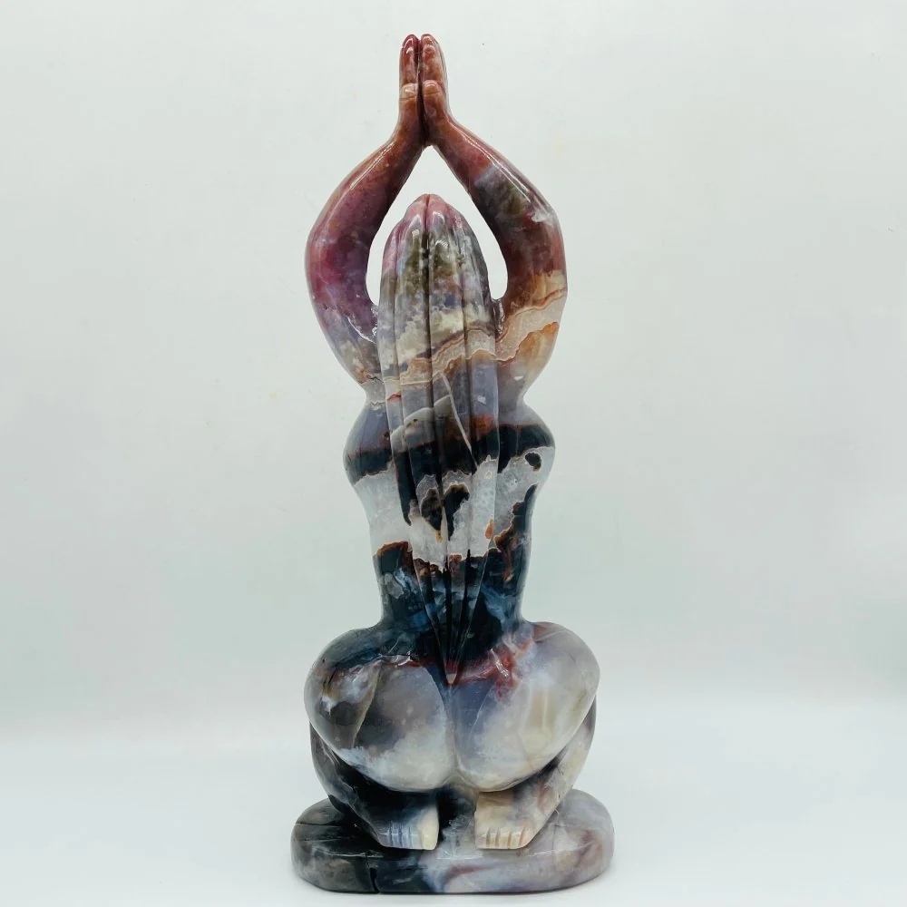 Beautiful Red Moss Agate Mixed Quartz Large Goddess Carving - Image 3