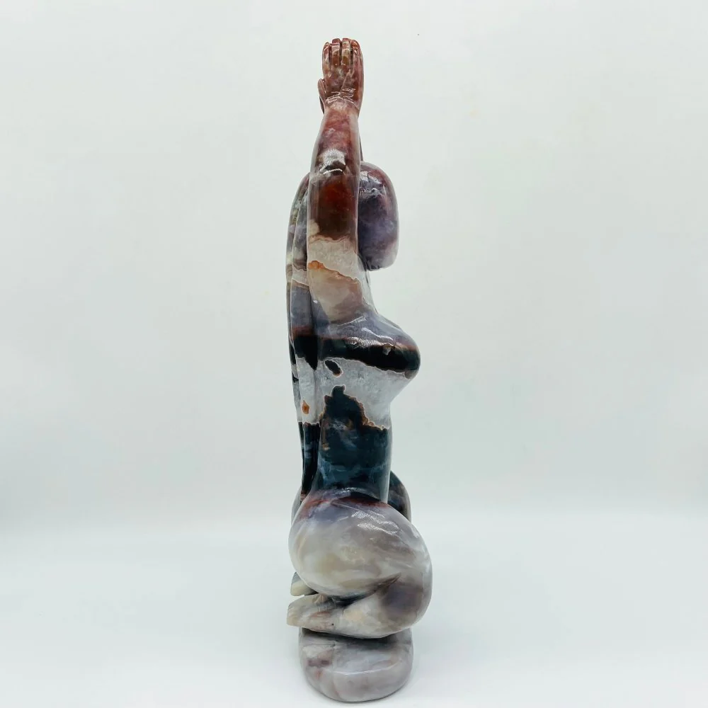Beautiful Red Moss Agate Mixed Quartz Large Goddess Carving - Image 5