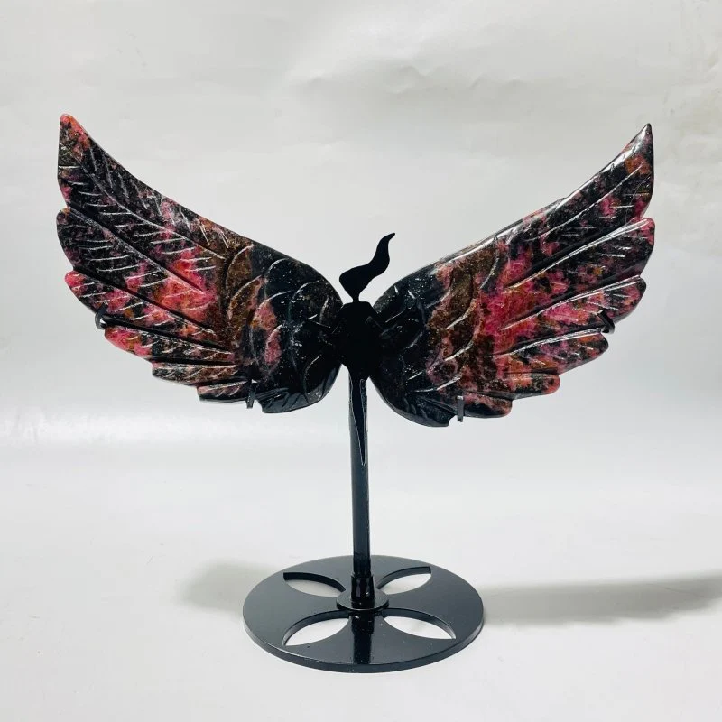 2 Pairs Beautiful Rhodonite Angel Wing With Stand - Image 2