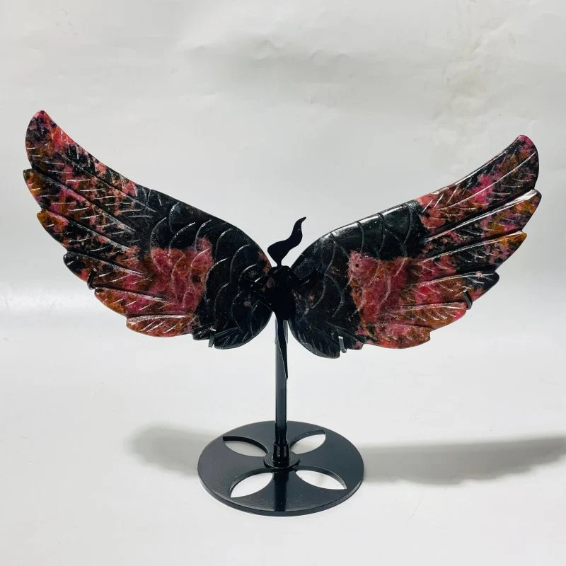 2 Pairs Beautiful Rhodonite Angel Wing With Stand - Image 3
