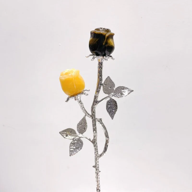 Beautiful Rose Flower Carving Wholesale Red Fire Quartz Clear Quartz Yellow Calcite - Image 7