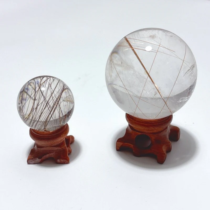 2 Pieces Beautiful Rutile Quartz Spheres - Image 2