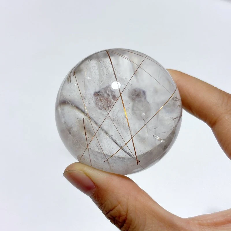 2 Pieces Beautiful Rutile Quartz Spheres - Image 3