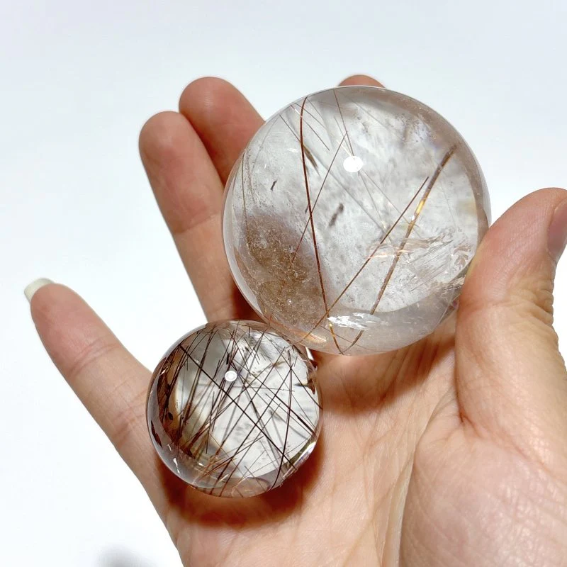 2 Pieces Beautiful Rutile Quartz Spheres - Image 6