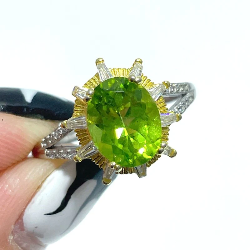5 Pieces High Quality 925 Sterling Silver Peridot Different Styles Ring - Image 2