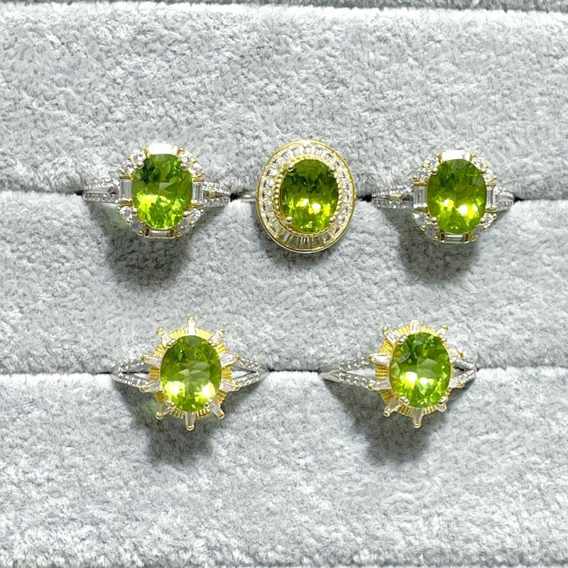 5 Pieces High Quality 925 Sterling Silver Peridot Different Styles Ring - Image 5