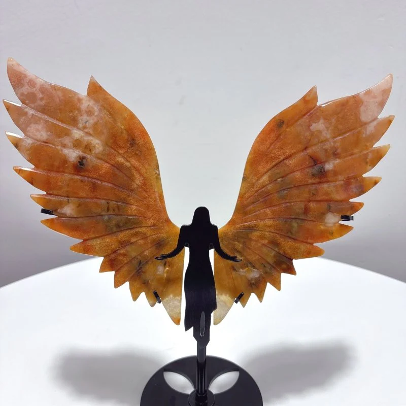 Beautiful Sakura Agate Angel Wing With Stand - Image 2