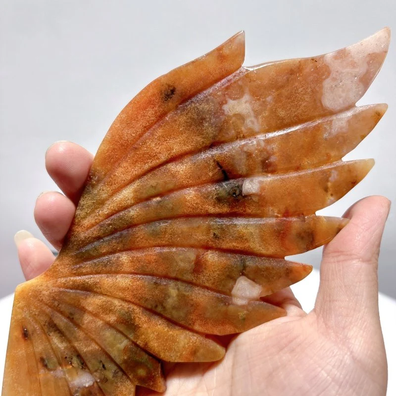 Beautiful Sakura Agate Angel Wing With Stand - Image 4