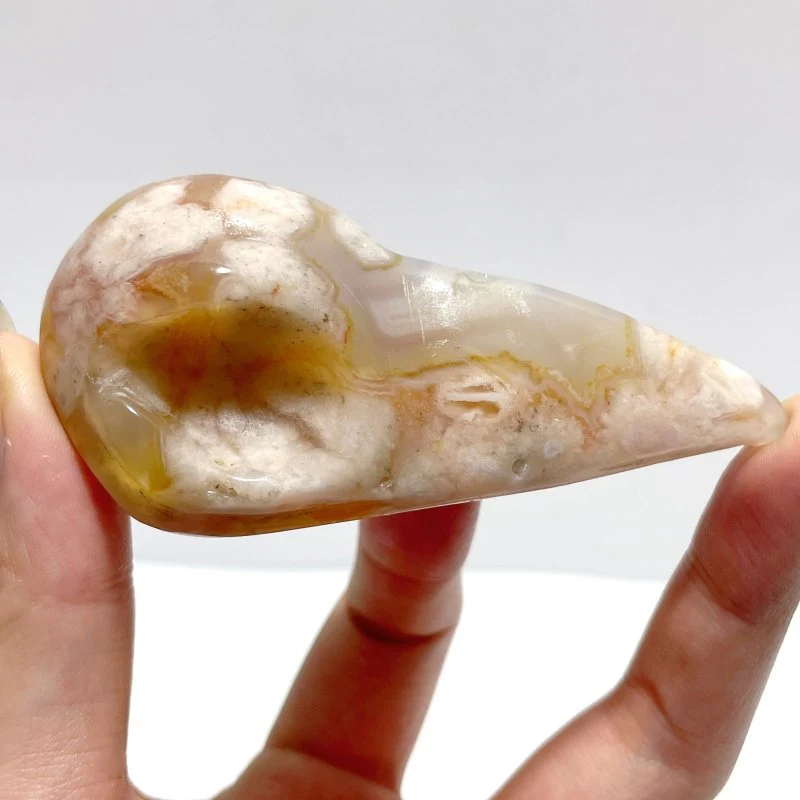 17 Pieces Beautiful Sakura Flower Agate Crow Skull Carving - Image 4
