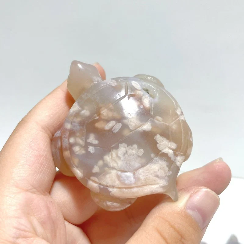 19 Pieces Beautiful Sakura Flower Agate Sea Turtle Carving - Image 2