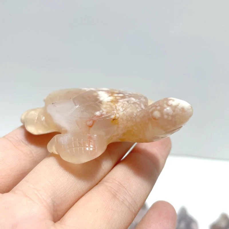 19 Pieces Beautiful Sakura Flower Agate Sea Turtle Carving - Image 3