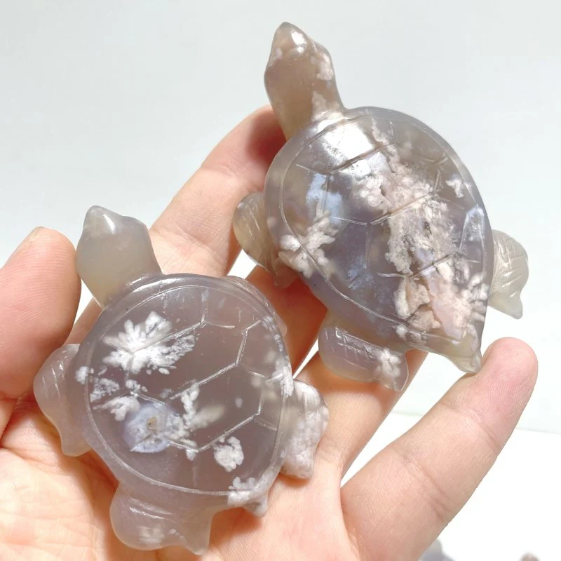 19 Pieces Beautiful Sakura Flower Agate Sea Turtle Carving - Image 4