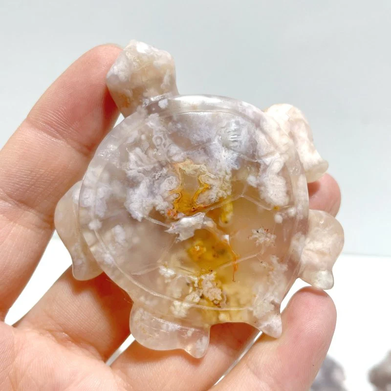 19 Pieces Beautiful Sakura Flower Agate Sea Turtle Carving - Image 7