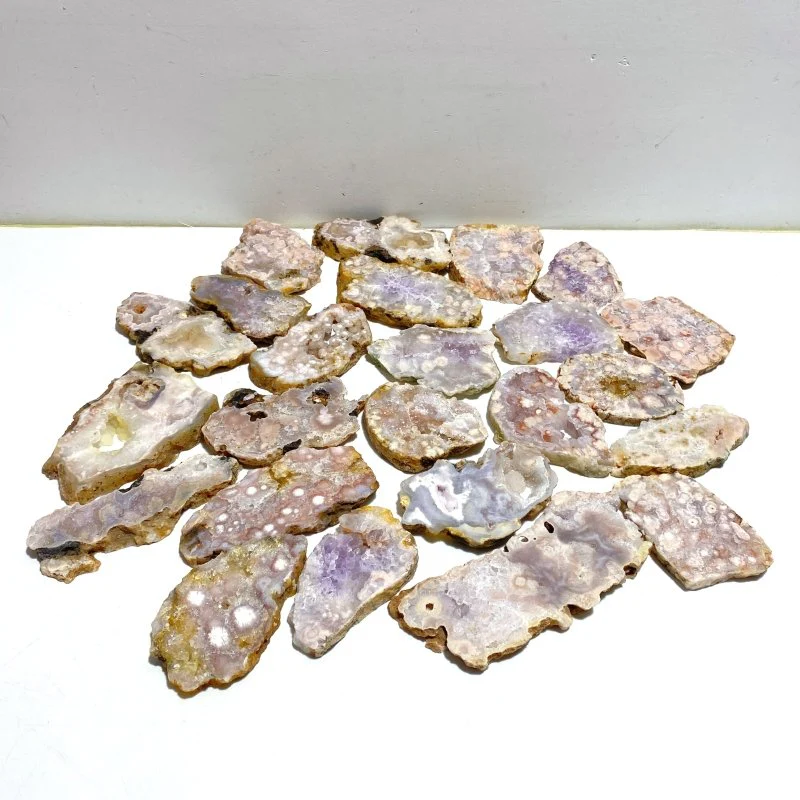 24 Pieces Beautiful Sakura Flower Agate Slab