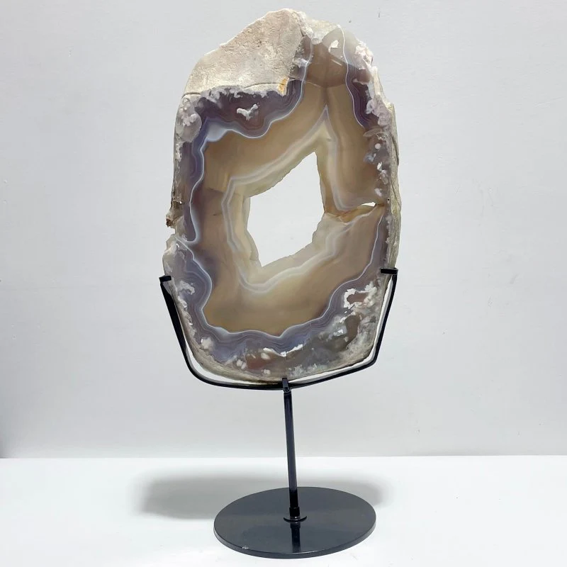 Beautiful Large Sakura Flower Geode Agate With Stand